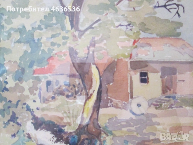 Стара картина -акварел, подпис ,34х25см., снимка 4 - Картини - 53382157