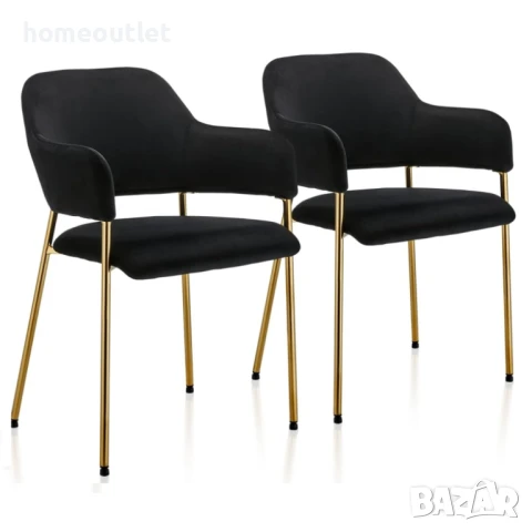 Комплект стилни трапезни кадифени столове – 2 бр. – CLIPOP C-U-DC-B0270BL, снимка 1