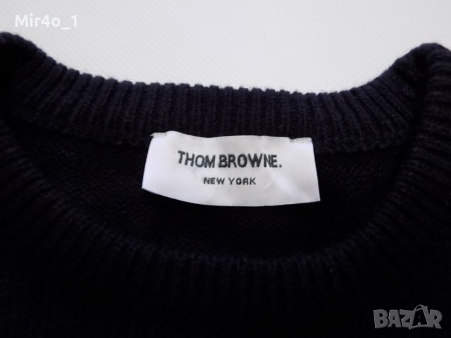 пуловер thom browne wool поло фанела горнище вълнен мъжки тъмно син XL, снимка 5 - Пуловери - 40114909