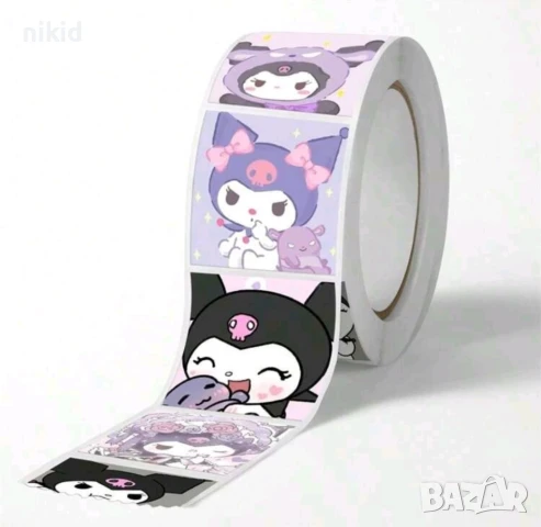 100 бр Kuromi Куроми правоъгълни малки самозалепващи лепенки стикери ръчна изработка подарък, снимка 3 - Други - 50969293