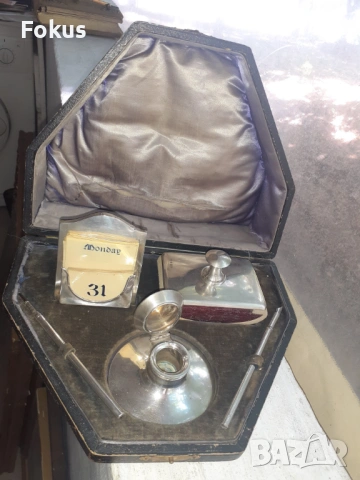 Уникален сребърен английски комплект за писалище писалка, снимка 2 - Антикварни и старинни предмети - 53416670