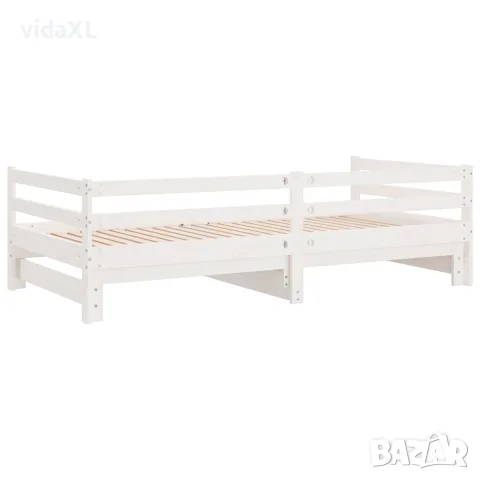 vidaXL Разтегателно дневно легло, без матрак, бяло, 90x200 см, снимка 8 - Спални и легла - 56147808