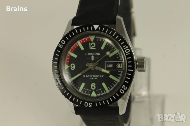1960's LUCERNE Швейцарски Дамски Дайвърски Часовник НОВ, снимка 3 - Дамски - 51798269