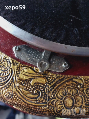 Рядък стар грамофон с фуния с бронзов обков и интарзии, снимка 10 - Други - 52429555