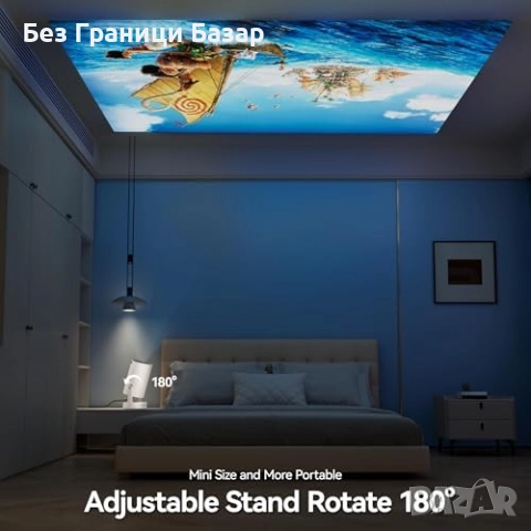 Нов Преносим мини проектор 1080P с поддръжка на 4K, WiFi6 и Bluetooth 5.0, снимка 5 - Друга електроника - 52775984