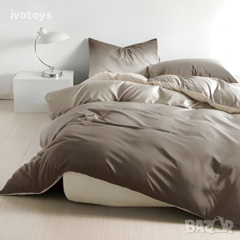 Двулицево спално бельо с ластик (размер за приста), 4 части - Модел WS17687, снимка 1