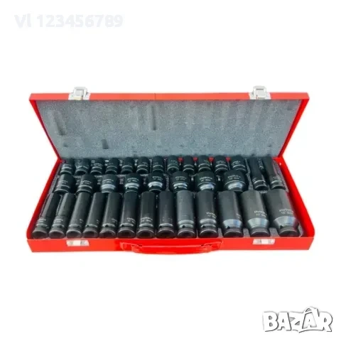 Комплект Ударни Вложки 1/2″ KraftRoyal 35 Части – стандартни + дълбоки вложки от 8 до 32 мм., снимка 4 - Гедорета - 53818434
