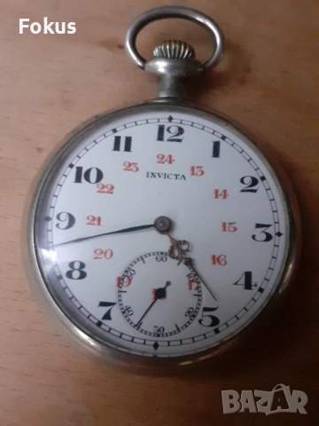 Invicta - Стар швейцарски джобен часовник, снимка 3 - Антикварни и старинни предмети - 53273783