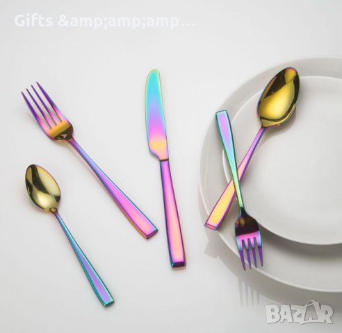 Комплект прибори за хранене цвят хамелеон - 24 части, снимка 1