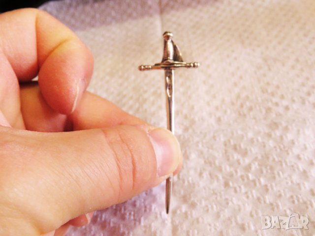Старинна сребърна брошка, сребърна игла, Шпага за ценители и колекционери сребро, снимка 2 - Други - 35866881