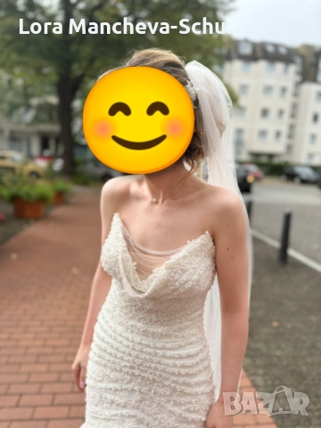 👑 ЕЛЕГАНТНА БУЛЧИНСКА РОКЛЯ ТИП РУСАЛКА – КАТО НОВА, С ПОДАРЪК КРИНОЛИН!, снимка 2 - Рокли - 52751501