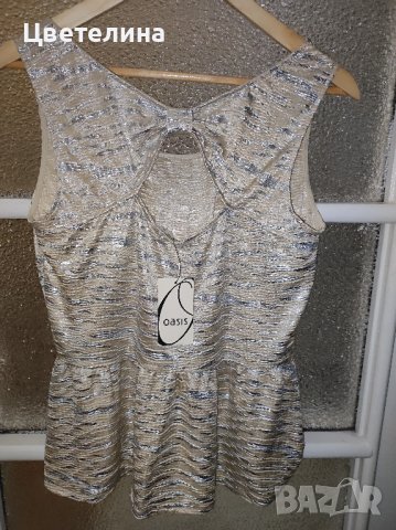 Дамски официален златист топ с панделка на гърба размер M OASIS, снимка 2 - Корсети, бюстиета, топове - 42613010