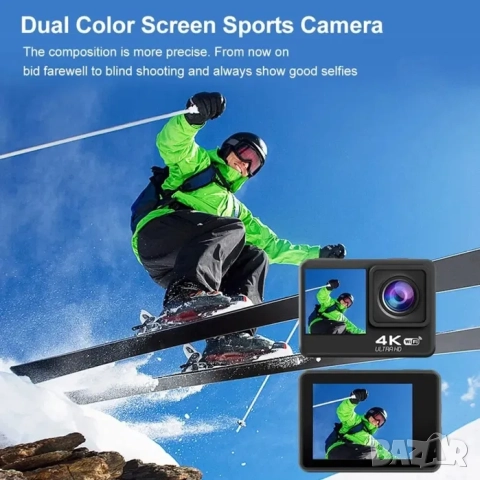 Wifi Екшън камера, водоустойчива 4к спортна боди камера за видеозаписи, снимка 5 - Камери - 52288461