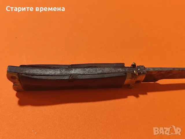 🔪 СТАР АВТОМАТИЧЕН НОЖ С ЧИРЕНИ БИВОЛСКИ РОГ, снимка 7 - Колекции - 56179664