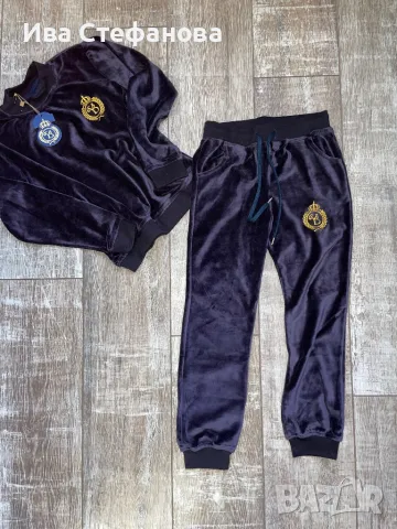 Нов плюшен тъмно син детски  сет комплект от две части , горнище и долнище кадифена прегръдка , снимка 2 - Детски комплекти - 47292165