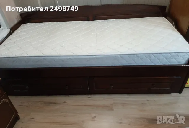 Легло, единично от масивна дървесина + матрак 