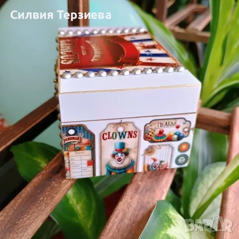 Ръчно изработена дървена кутия Цирк + вътрешна декорация , снимка 7 - Декорация за дома - 50288024