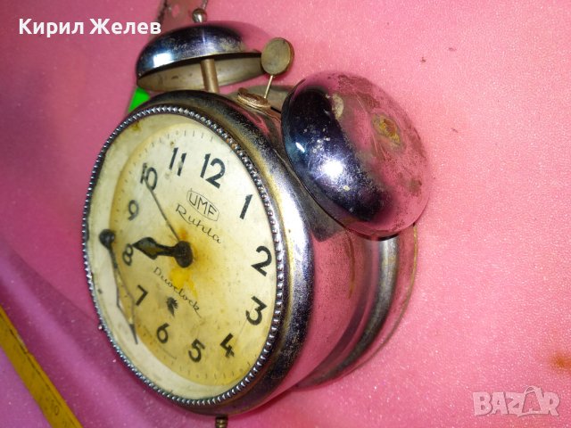 UMF RUHLA DUOCLOCK MADE IN GERMANY Стар КОЛЕКЦИОНЕРСКИ МЕХАНИЧЕН БУДИЛНИК ВИНТИДЖ МОДЕЛ 43678, снимка 6 - Антикварни и старинни предмети - 44464438