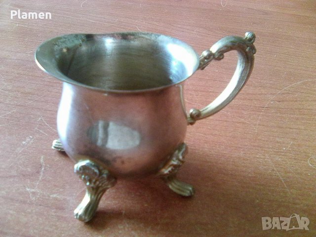 Посребрена каничка за сметана или мляко, снимка 1 - Антикварни и старинни предмети - 35873394