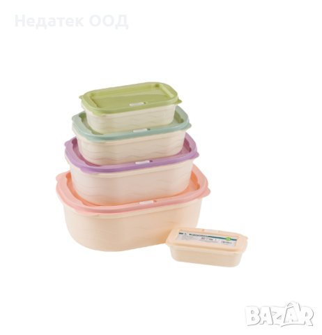 Комплект кутии за храна, с цветни капаци, 5 бр.
