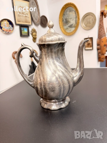 Немски порцеланов чайник със посребрено / сребърно фолио №7866, снимка 4 - Антикварни и старинни предмети - 53475673