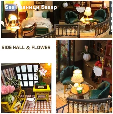 Нов Миниатюрен DIY комплект къща с мебели и LED за декорация подарък, снимка 5 - Други - 48206150