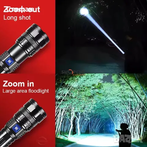 Мощен Акумулаторен LED фенер POLICE BX-SP37 Zoom Type-C Power Bank, снимка 4 - Къмпинг осветление - 55937305