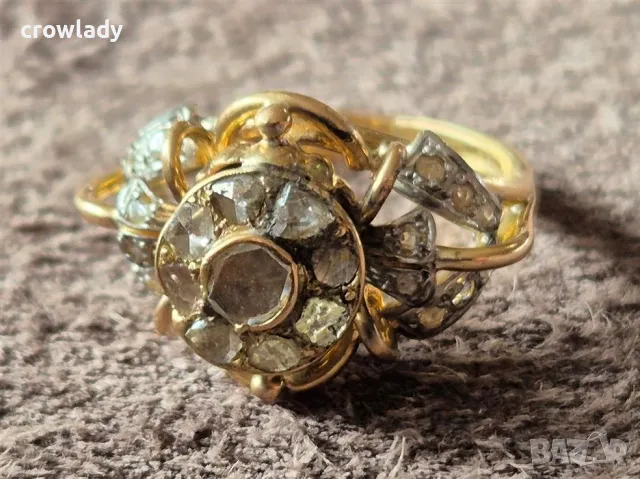 18 карата ЗЛАТЕН с диаманти КРАСИВ ЕЛЕГАНТЕН СТИЛЕН ПРЪСТЕН злато, снимка 8 - Пръстени - 47546941