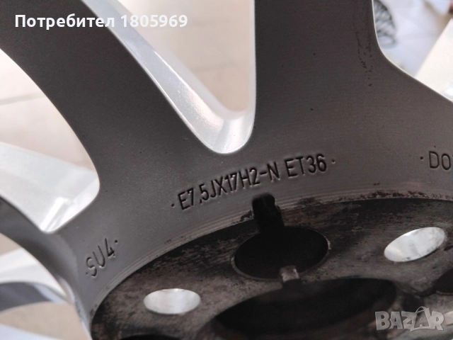 4бр. ал. джанти Audi (оригинални) 5x112 , 7,5x17 , ET36 , централен отвор 66,5мм, снимка 7 - Гуми и джанти - 51810060