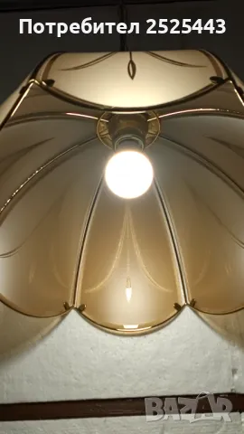 Абажур (Полилей) метален с 8 стъкла и Нова LED крушка Е27 9W 4000K, снимка 7 - Лампи за таван - 49578846