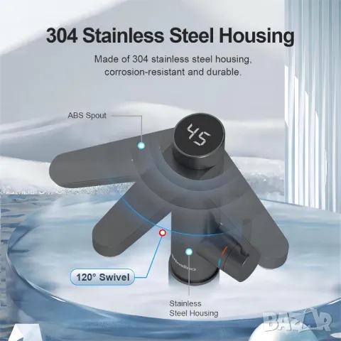 Проточен смесител с нагревател за кухня и баня BM71-Gray, снимка 12 - Смесители - 49438787