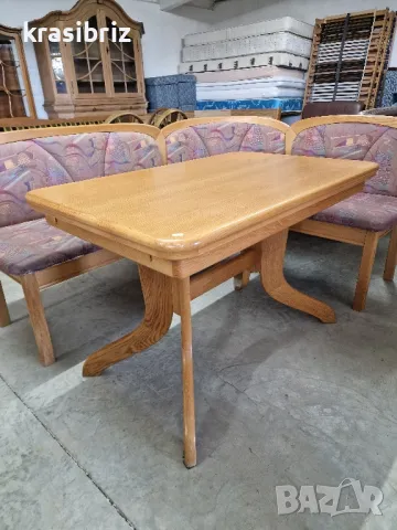 Масивен Кухненски Ъгъл с Разтегателна Маса-внос от Германия!, снимка 4 - Дивани и мека мебел - 48964448