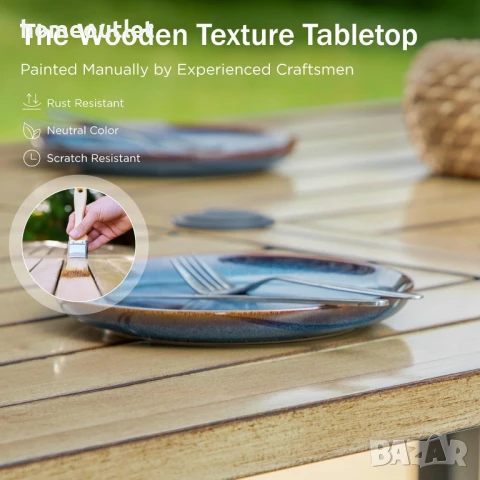 ПРОМОЦИЯ Правоъгълна градинска маса с масивна конструкция PHIVILLA E02GF155-N, снимка 5 - Градински мебели, декорация  - 50708575