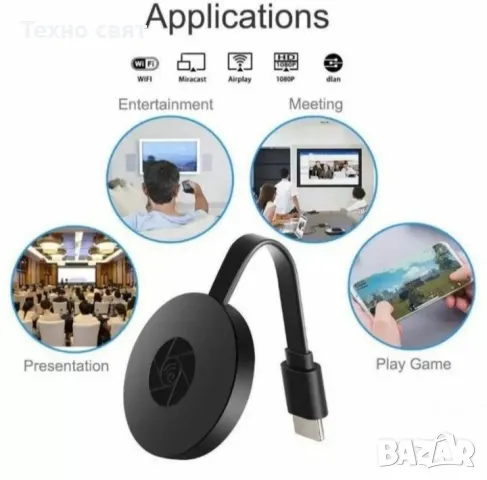 Мултимедиен плеър Google Chromecast за телевизор HDMI SmartTV TvBox, снимка 2 - Плейъри, домашно кино, прожектори - 47708554