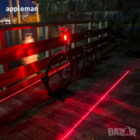 Заден стоп габарит светлина за велосипед със лазер и 2бр батерии