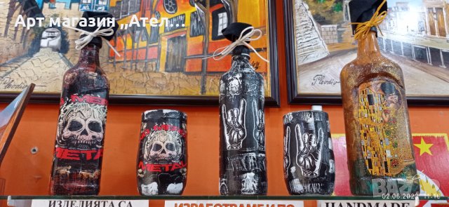 Рисувани чаши и бутилки за вино, халби за бира, снимка 14 - Декорация за дома - 19279058