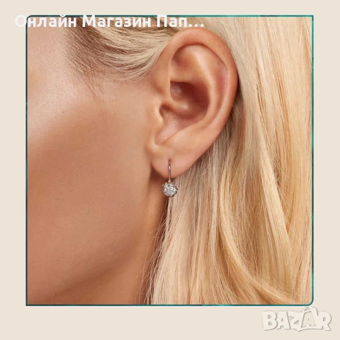 WOSTU Позлатени Сребърни Обеци с Диамант Мойсанит 1 карат. Сертификат, снимка 2 - Обеци - 53643100