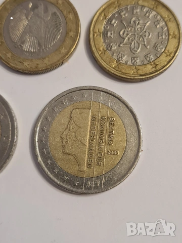 Лот от 5 бр евро монети 1€ и 2€ Испания, Германия, Франция, Нидерландия, снимка 7 - Нумизматика и бонистика - 53698244