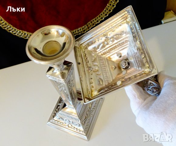 Посребрен свещник,Овен,барок. , снимка 10 - Антикварни и старинни предмети - 38839112