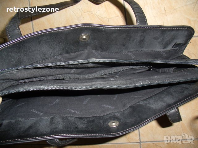 № 6938 стара кожена чанта SEMPRE   - размер 37,5 / 31 / 10 см , презрамка 34 см   - три прегради  - , снимка 4 - Чанти - 40364596