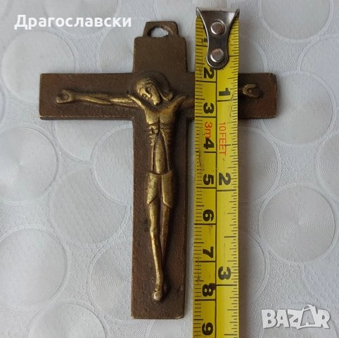 Кръстове различни: 32 см. голям кръст разпятие Исус орнаменти метал икона религия пано, троица , снимка 8 - Антикварни и старинни предмети - 28872644