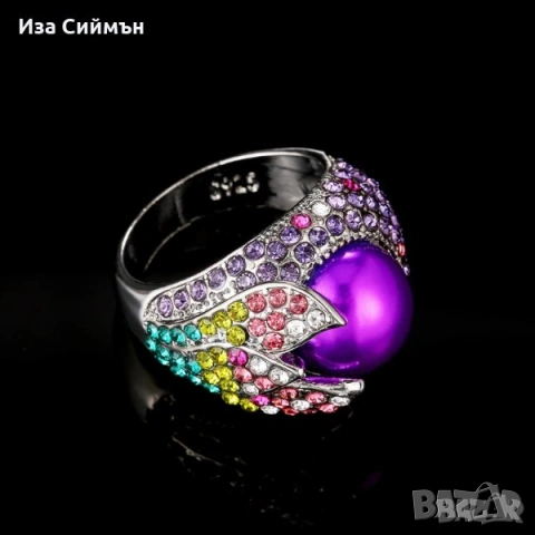 Сребърен пръстен котка, рози, перла, окото на Ра, снимка 7 - Пръстени - 41906917