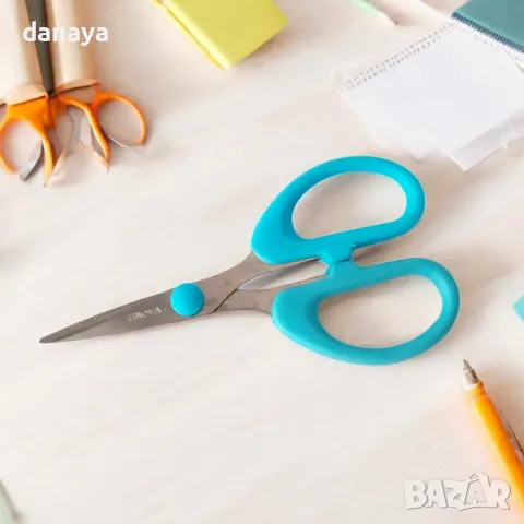 5263 Ученическа ножица с цветни дръжки, 12 см, снимка 3 - Ученически пособия, канцеларски материали - 47765226
