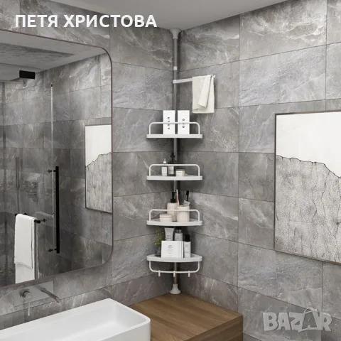 Ъглов рафт за баня с четири поставки и регулируема височина, снимка 5 - Етажерки - 56205022