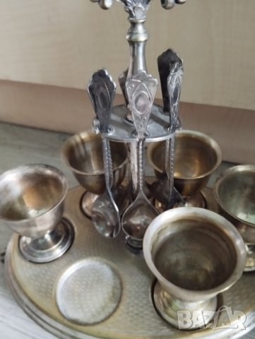 посребрен сервиз за яйца арт деко, снимка 4 - Други ценни предмети - 41350736