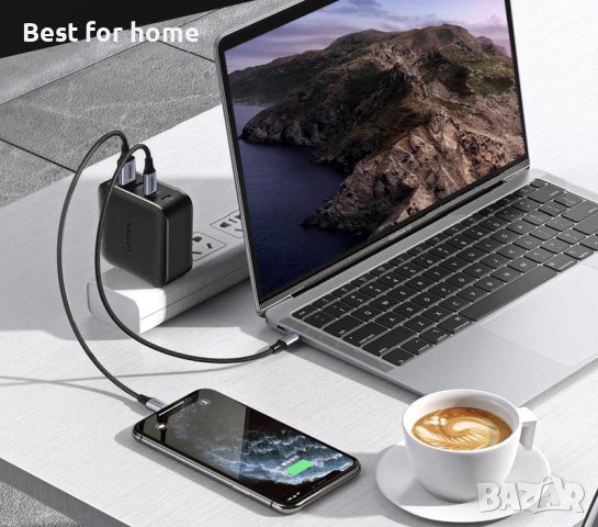 Зарядно устройство 220V UGREEN CD224, 65W, GaN, 3xUSB-C, 1xUSB-A, PD, QC бързо зареждане, снимка 4 - Друга електроника - 42312129
