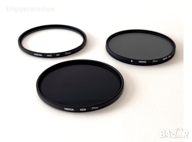Филтър Кит Hoya Ø 77mm Digital CIR-PL, NDX8, HMC UV + Калъф & Кутия, снимка 3 - Обективи и филтри - 41360595