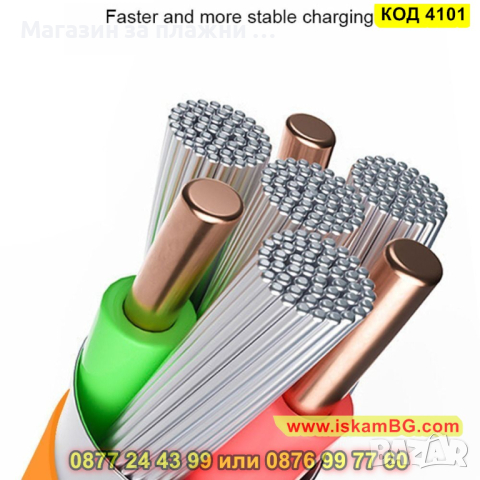 Кабел за бързо зареждане USB към Тype C и мощност от 120W, дължина 2 метра - КОД 4101, снимка 5 - USB кабели - 44714253