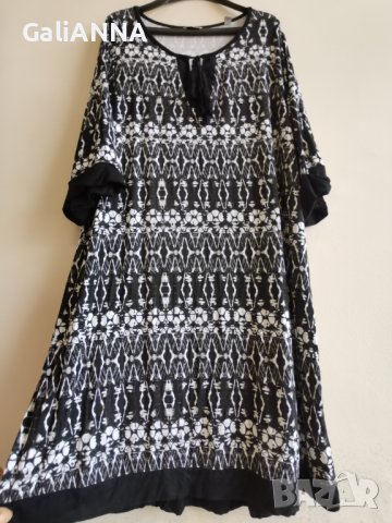 СТРАХОТНА РОКЛЯ В ЧЕРНО И БЯЛО 2XL-3XL, снимка 2 - Рокли - 41490930