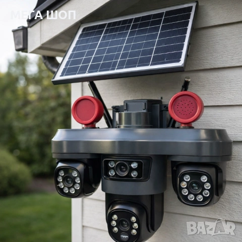 Соларна камера LYLU със SIM карта, 4 лещи и 26 диода – интелигентна защита без ограничения, снимка 2 - Камери - 53856256